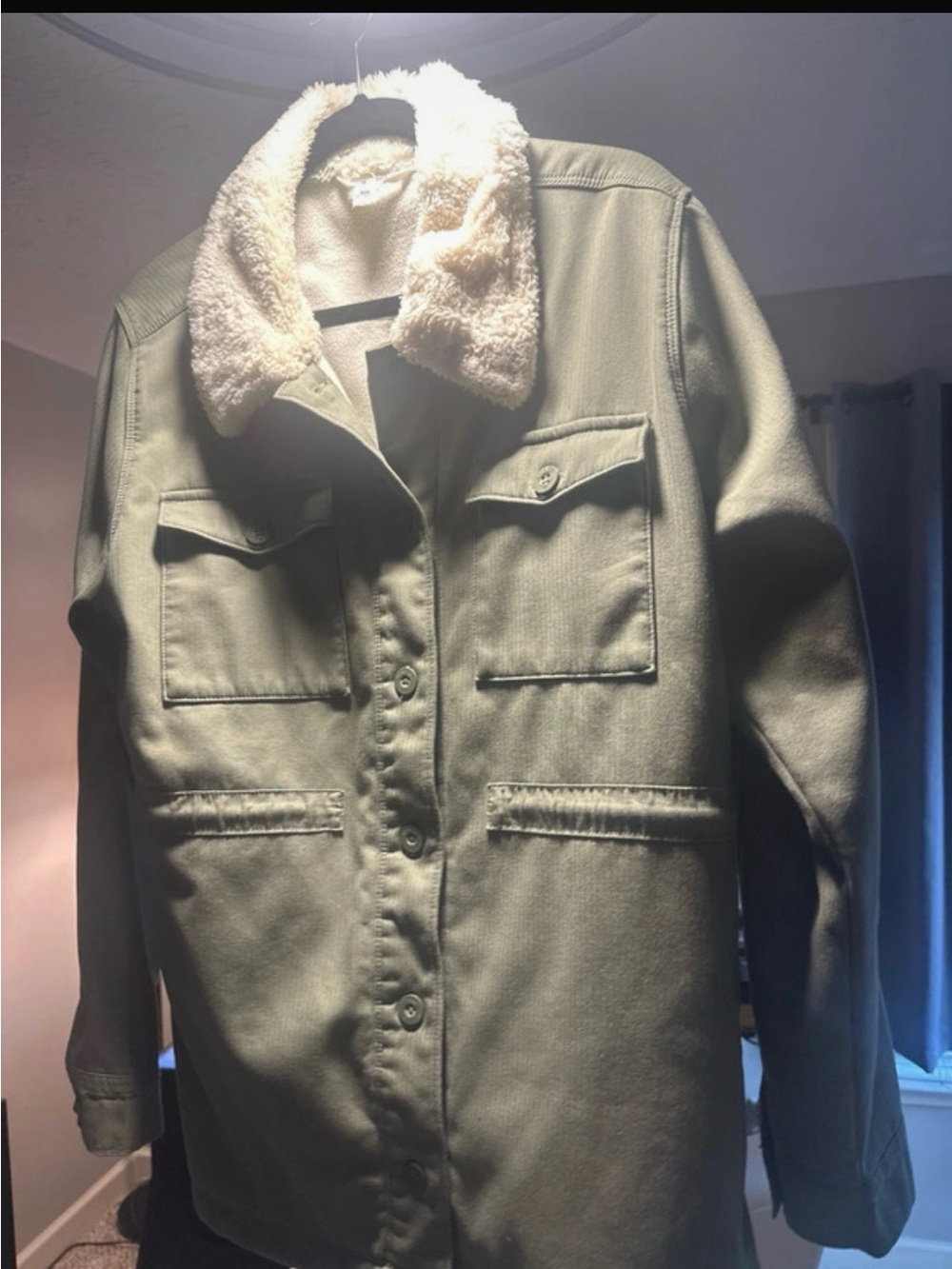 Women’s Olive Green Sherpa Collar Jacket